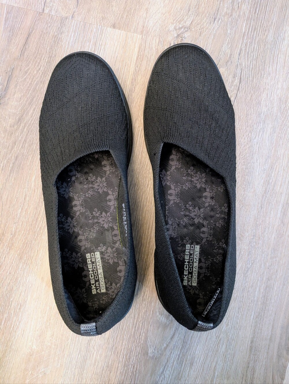 Skechers Air Cooled Black Slip-On Knit Comfort Flats